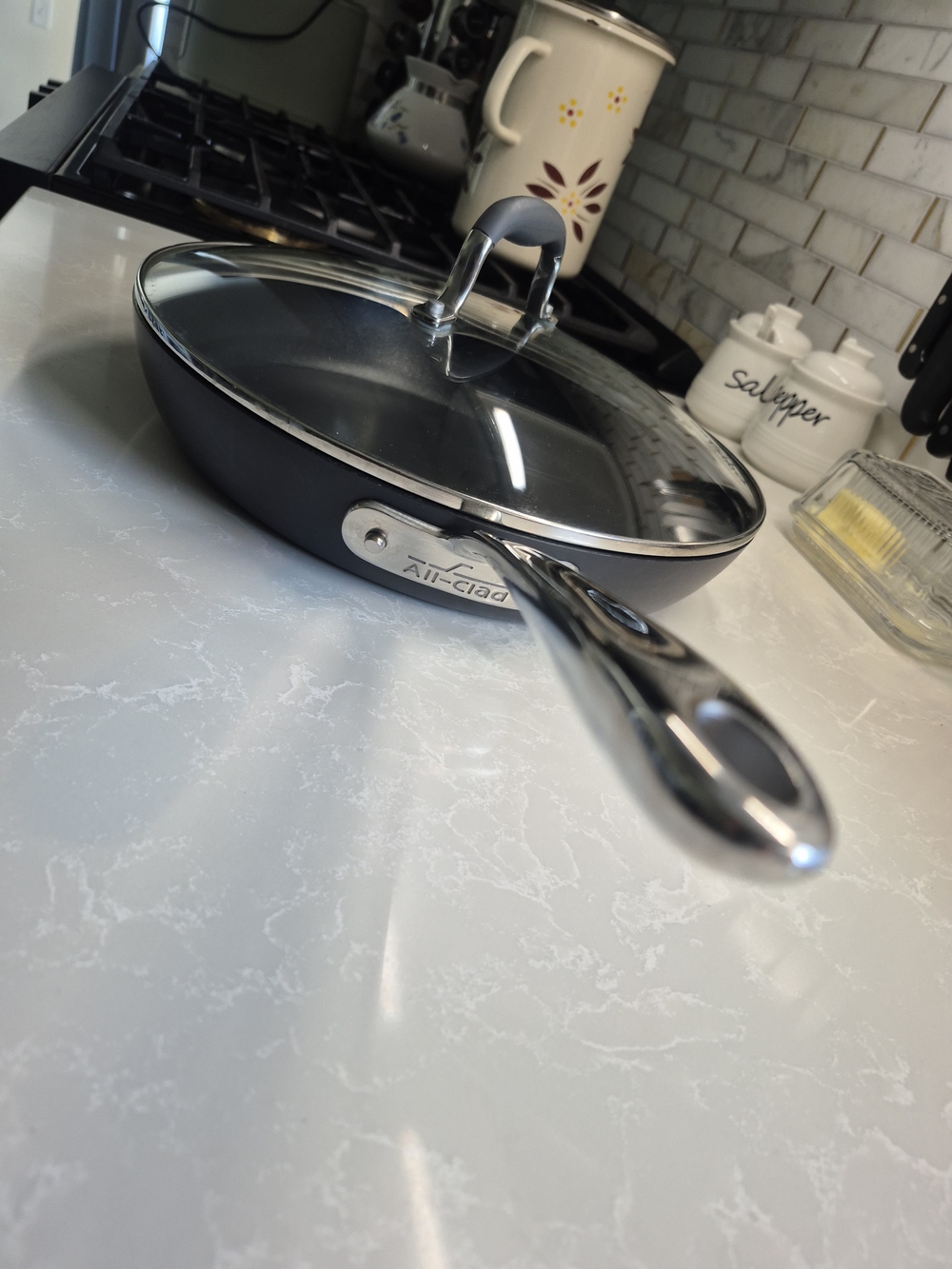 All-Clad 12" Black Nonstick Sauté Pan with Glass Lid